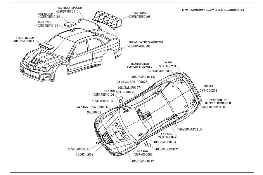 CARISMA SUBARU IMPREZA 2006 WRC CLEAR BODY SET 190mm