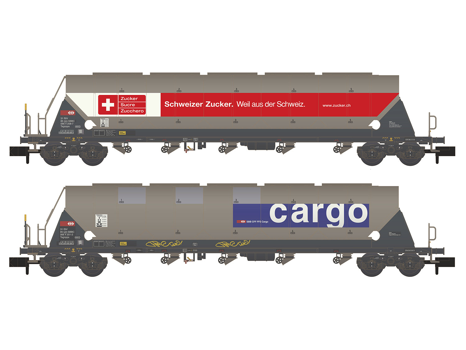 Hobbytrain SBB Cargo Taggnpps Bogie Hopper Set (2) VI H23479