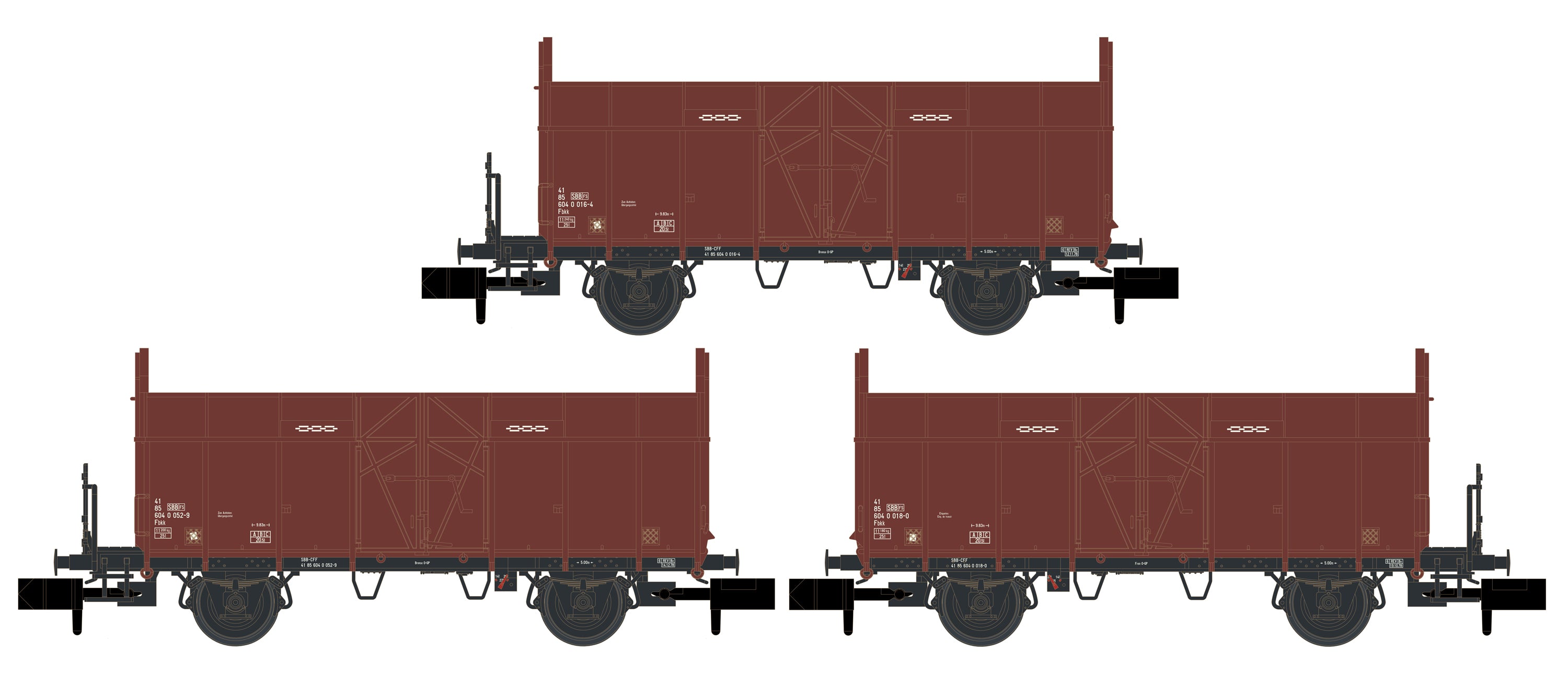 Hobbytrain SBB Fbkk Open Wagon Set (3) IV H24301