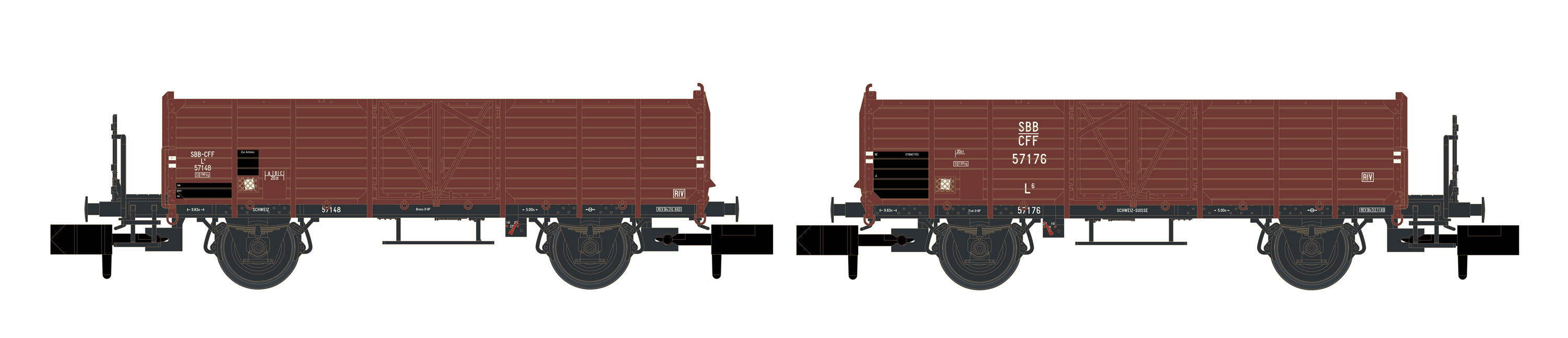 Hobbytrain SBB L6 Open Wagon Set (2) III H24351