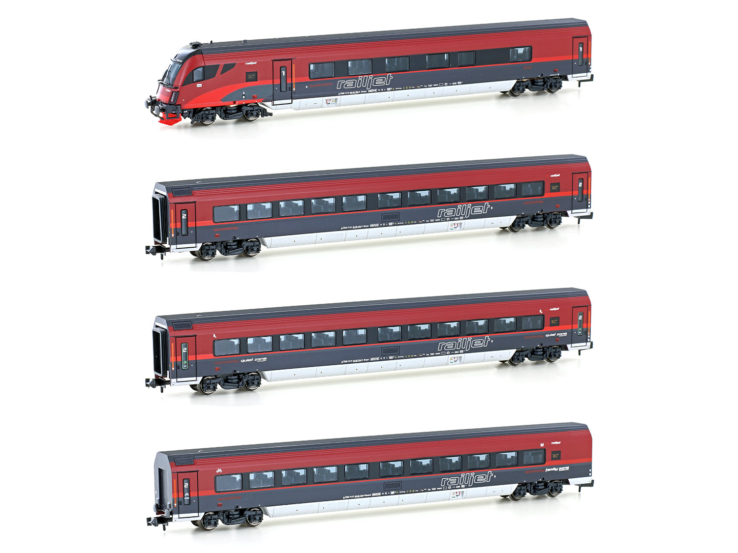 Hobbytrain OBB Railjet Italien Coach Set (4) VI H25224