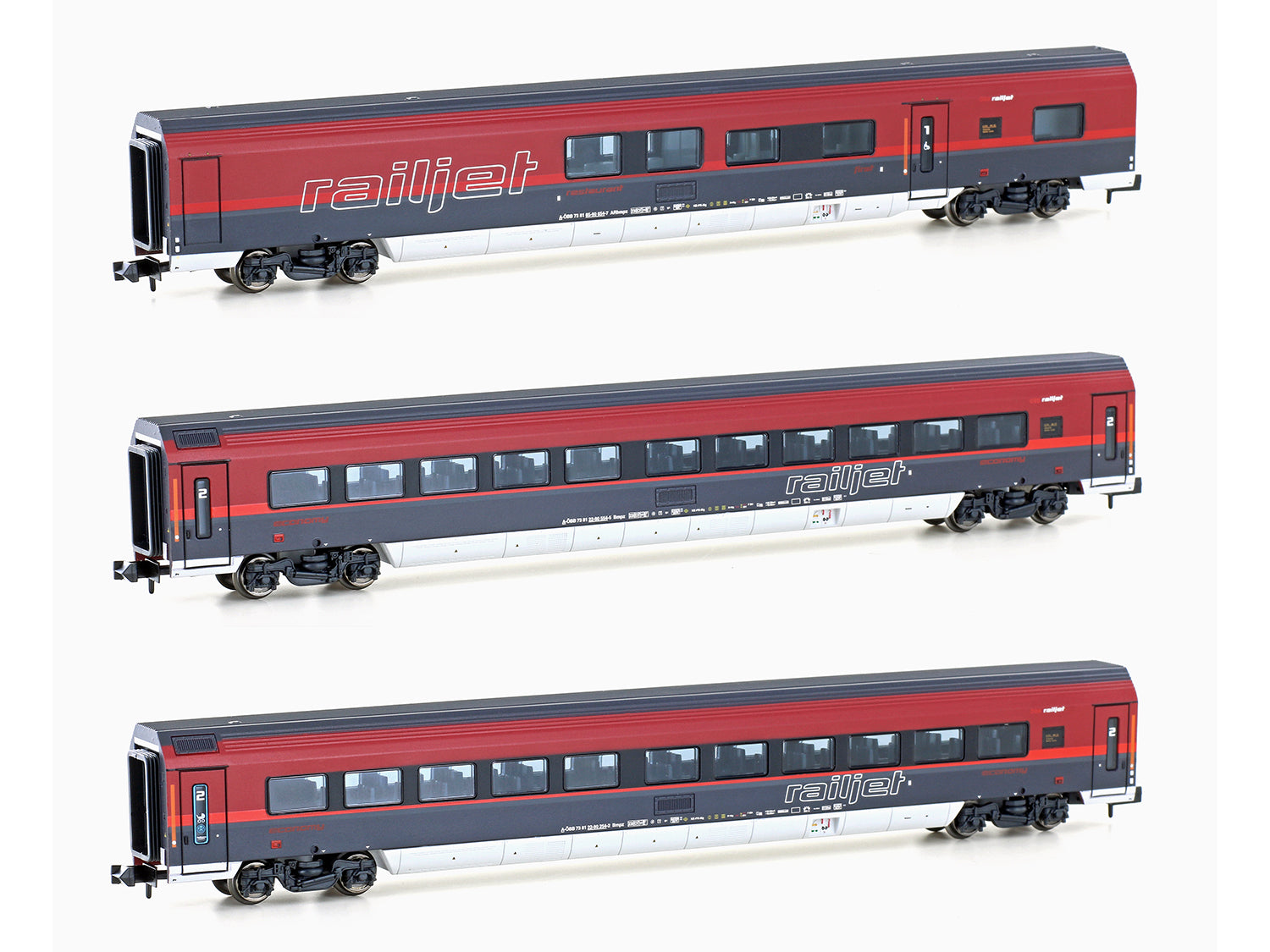 Hobbytrain OBB Railjet Italien Coach Set (3) VI H25225