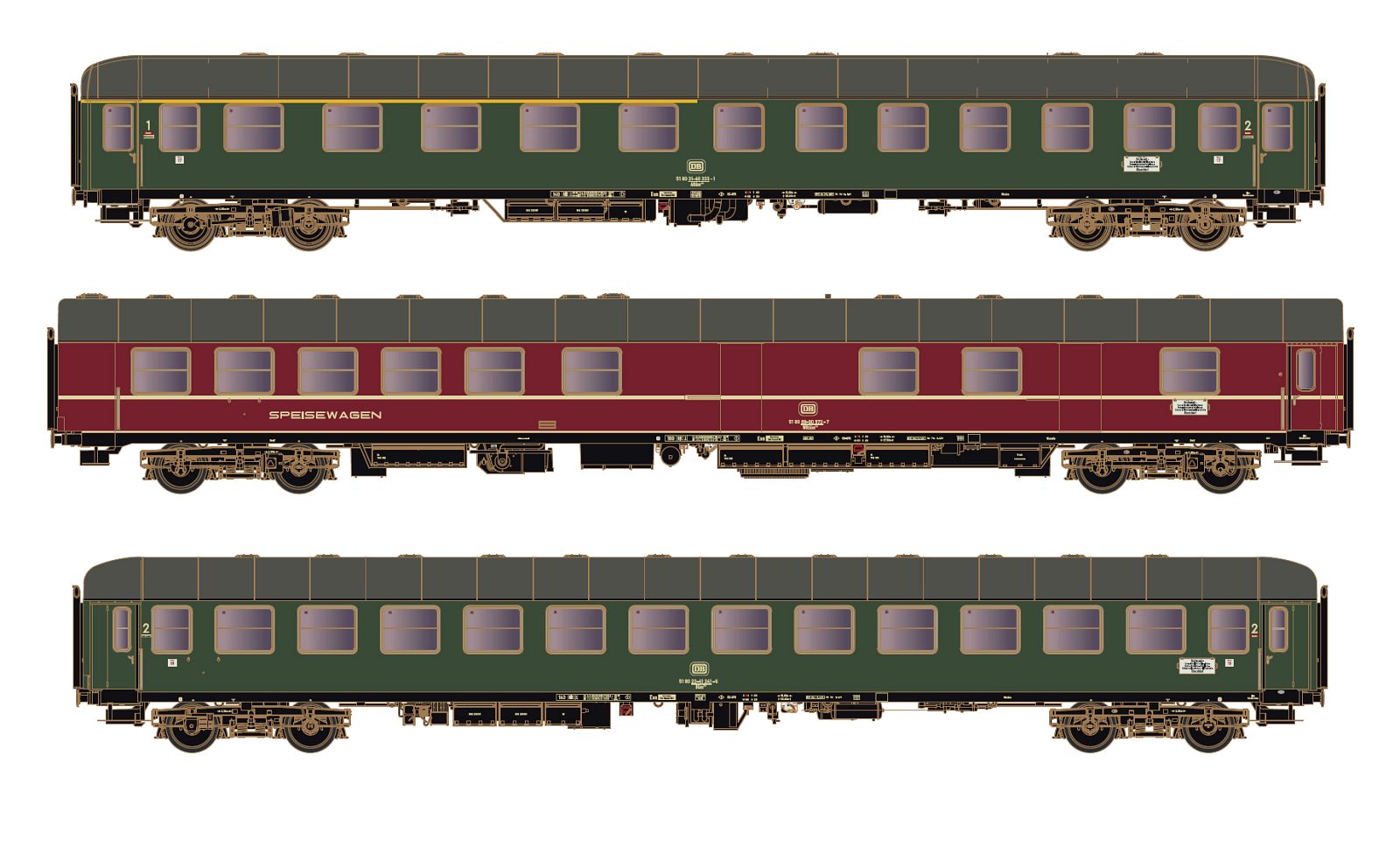 Hobbytrain DB D1213 Dortmund-Oberstdorf Coach Set 1 (3) IV (~AC) H43037