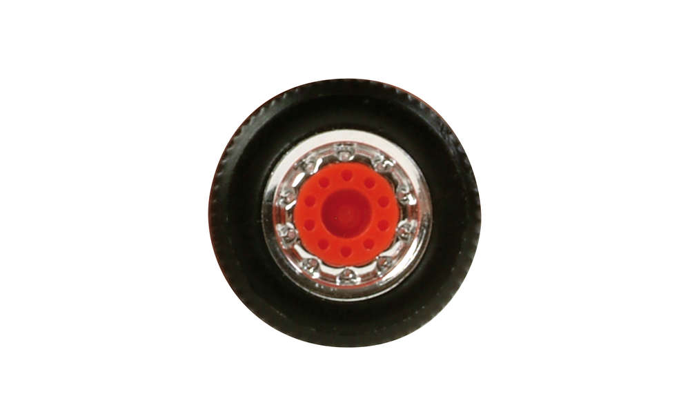 Herpa Wheelsets Front Axles Wide Tyres Chrome/Red HA051996