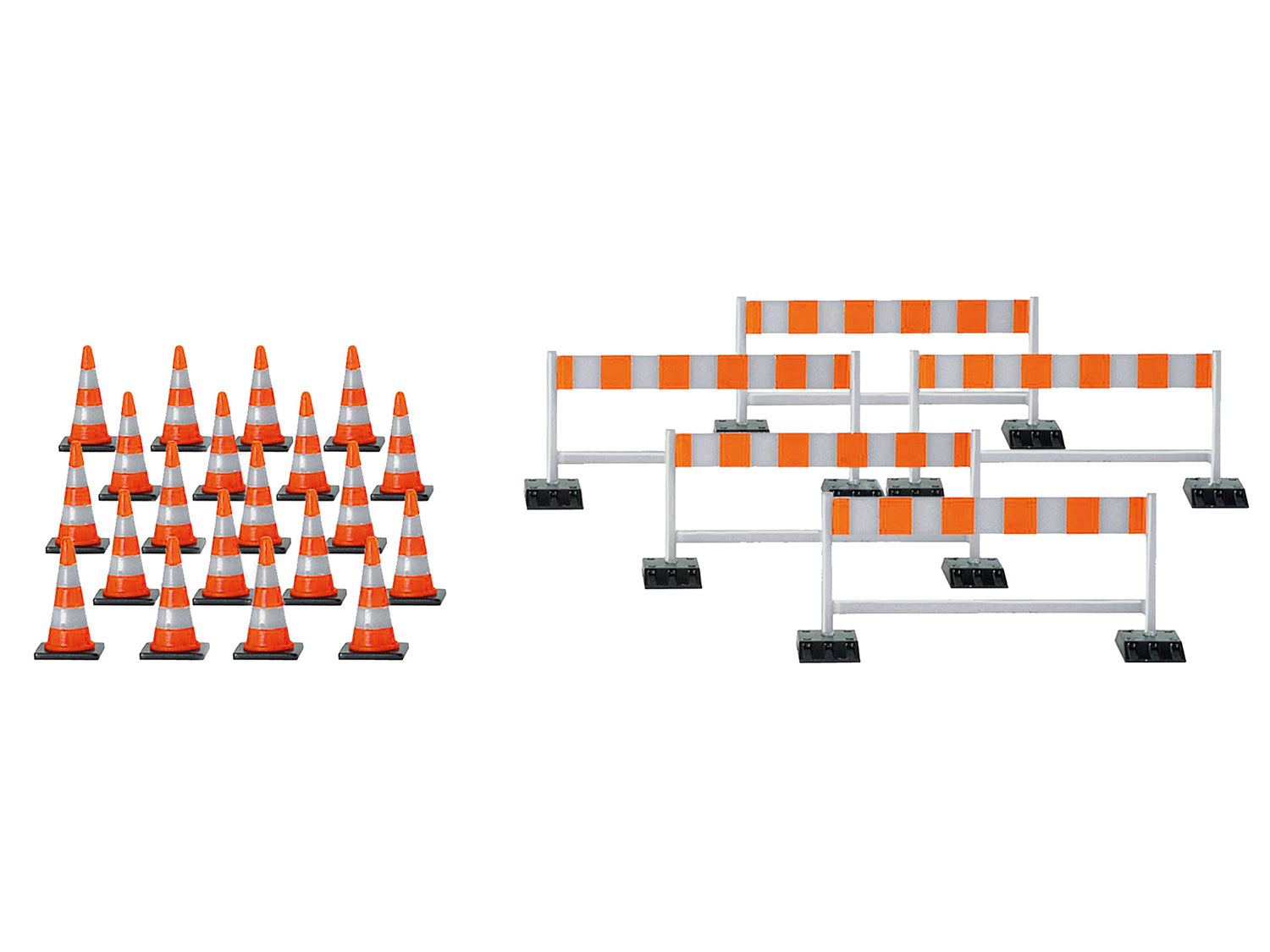 Herpa Cones (20) & Barriers (5) Red/Silver HA052566-002