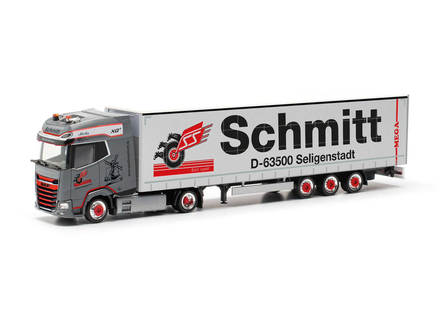 Herpa DAF XG+ Lowliner Semitrailer Schmitt Seligenstadt HA317405