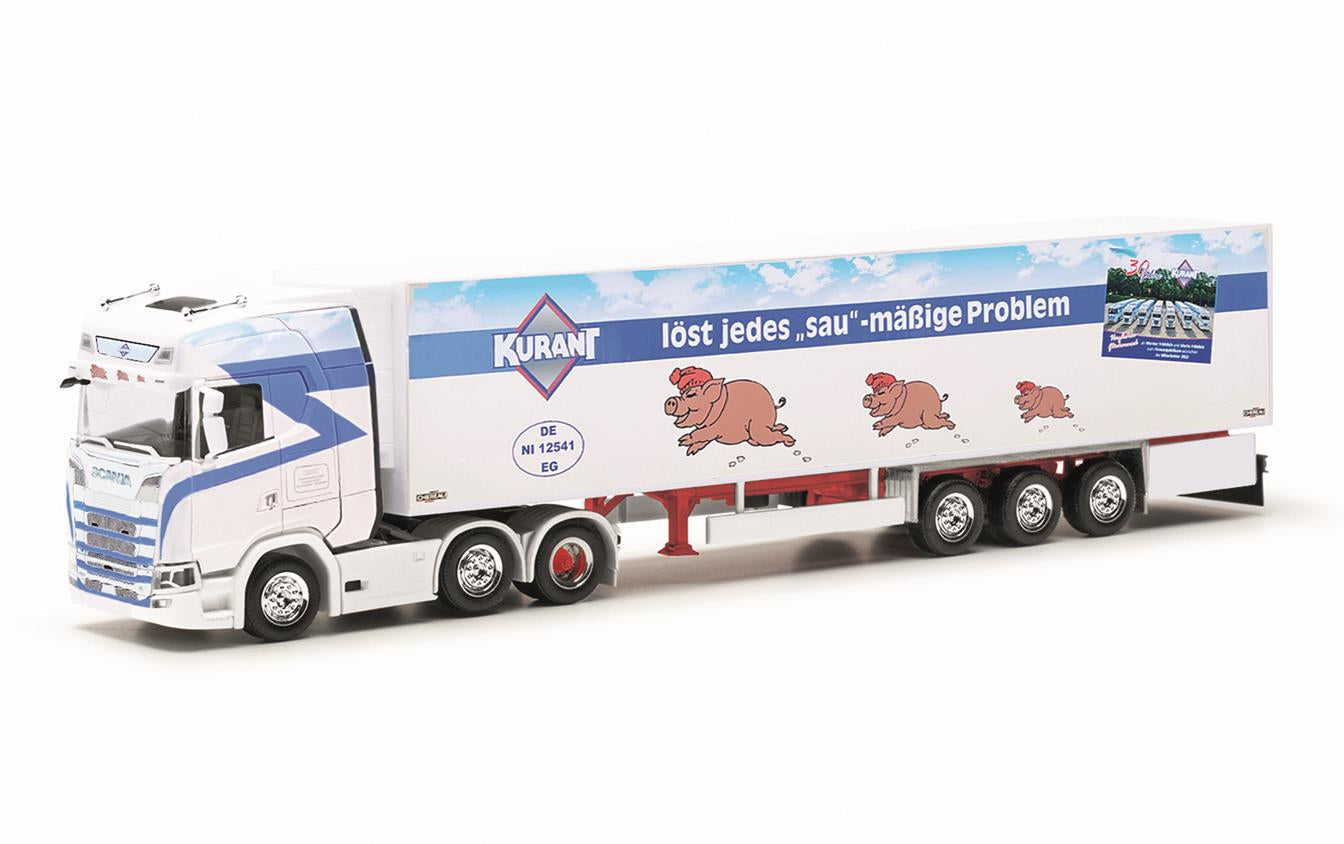 Herpa Scania CS20 HD Refrigerated Box Semitrailer Kurant Fleisch HA317474