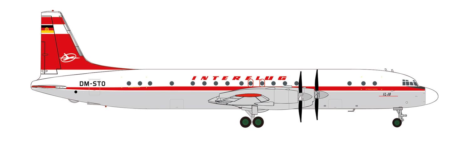 Herpa Wings Ilyushin IL-18 Interflug DM-STO (1:200) HA572873