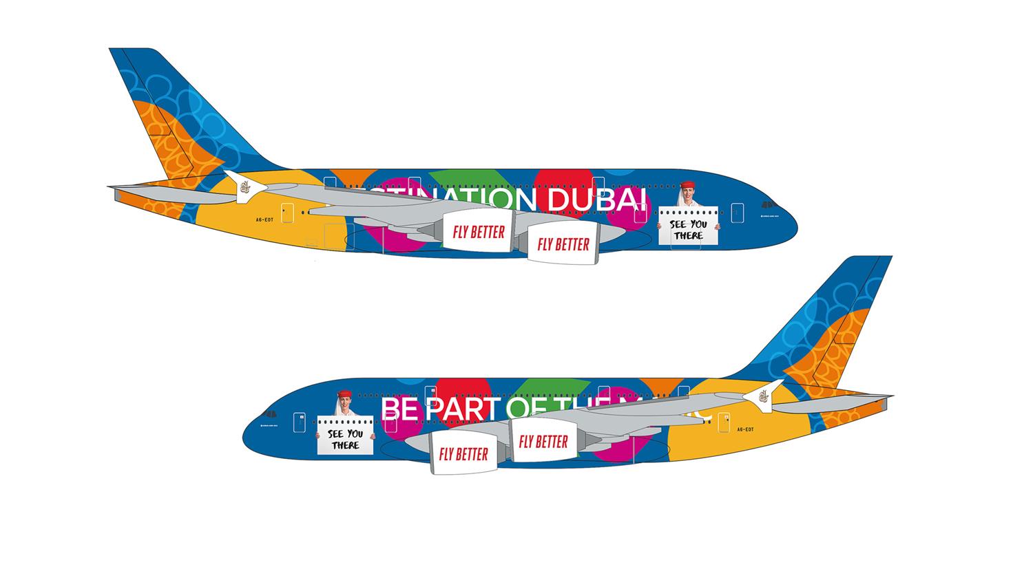 Herpa Wings Snapfit Airbus A380 Emirates Destination Dubai (1:250) HA613842