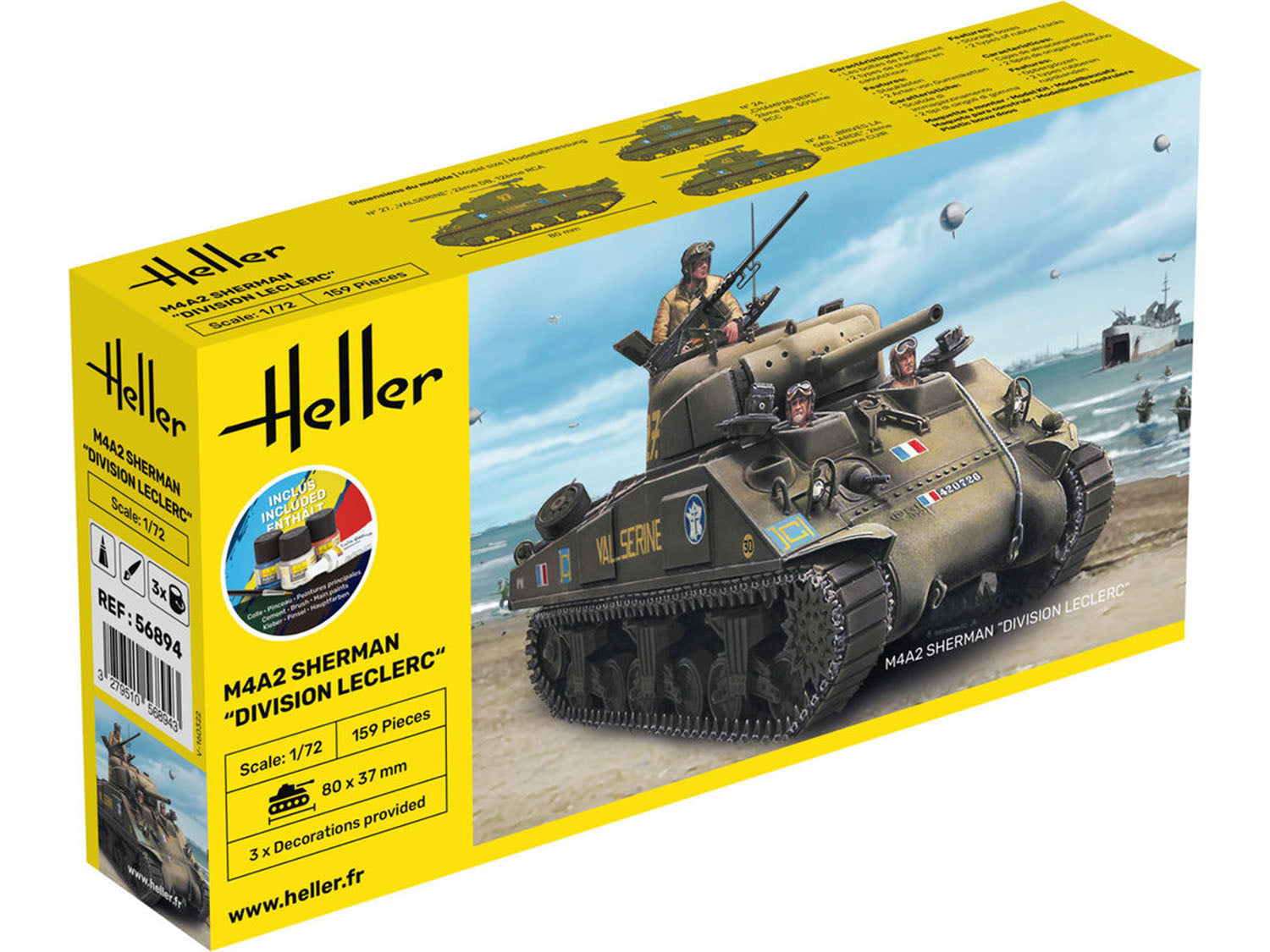 Heller 1:72 Gift Set - M4A2 Sherman "Division Leclerc"