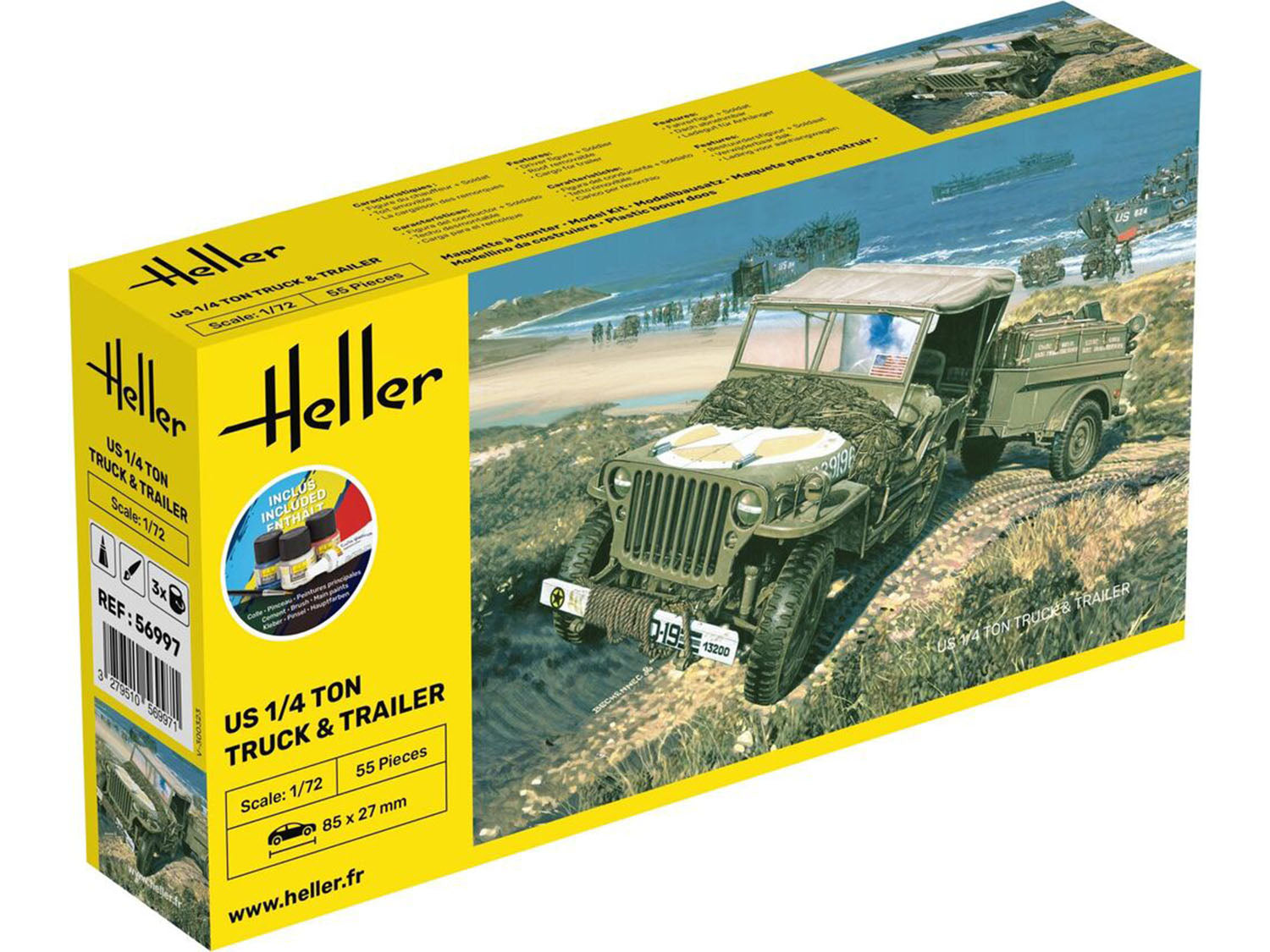 Heller 1:72 Gift Set - US 1/4 Ton Truck Trailer