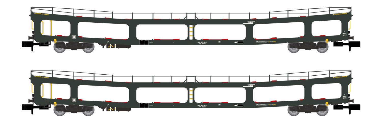Arnold SNCF DD DEV66 Green Car Transporter Set (2) V HIN4412