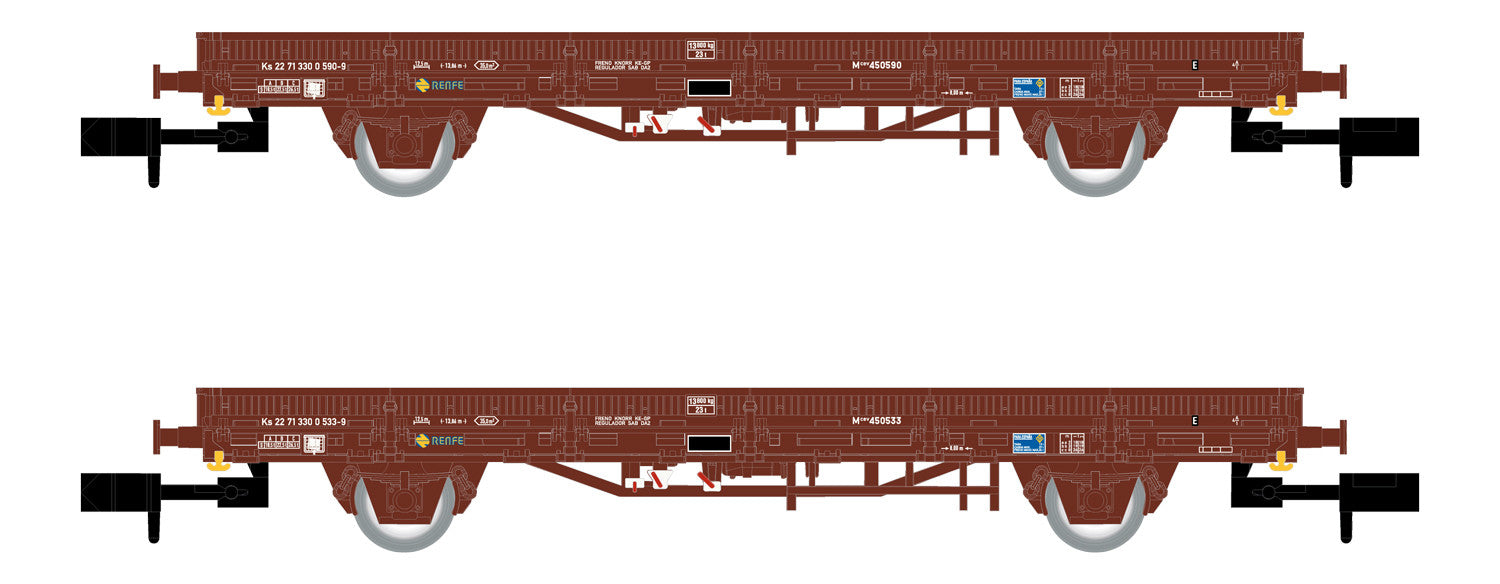 Arnold RENFE Ks Flat Wagon w/Tabacalera Load Set (2) IV HIN6581