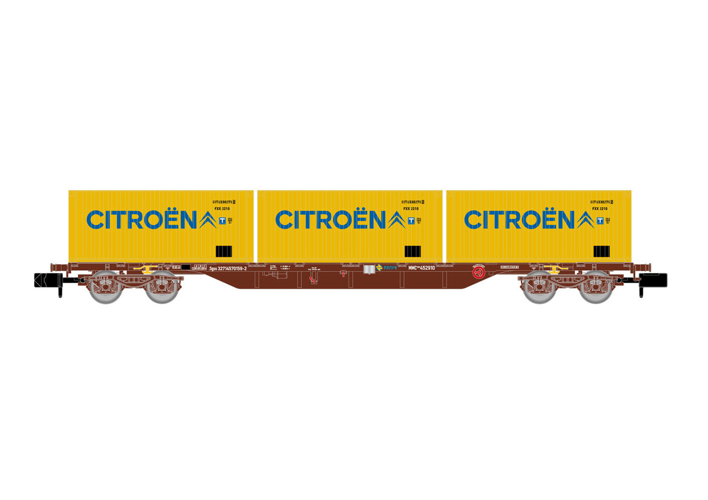 Arnold RENFE MMC3 Flat Wagon w/3x20' Citroen Containers IV HIN6652