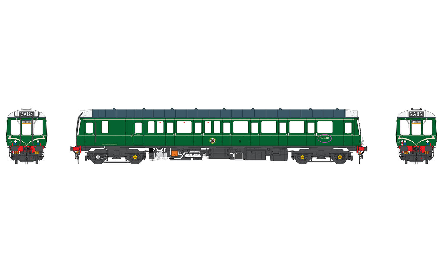 Heljan Class 121 Diesel Railcar W55021 BR Green w/Speed Whiskers HN1210