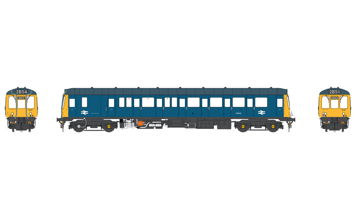 Heljan Class 121 Diesel Railcar W55033 BR Blue w/Full Yellow Ends HN1212