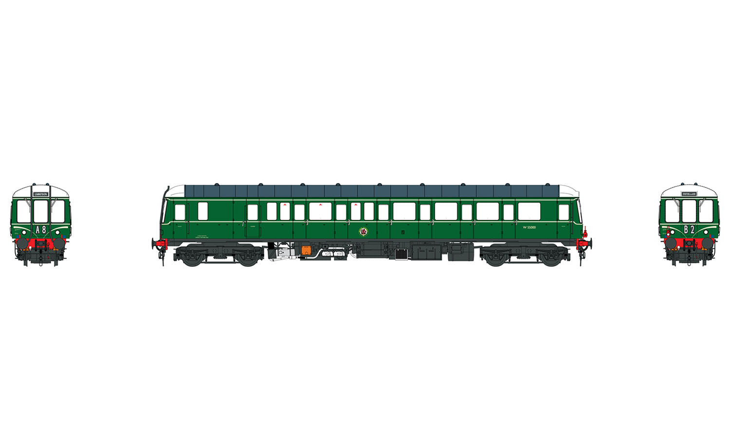 Heljan Class 122 Diesel Railcar W55000 BR Green w/Speed Whiskers HN1220