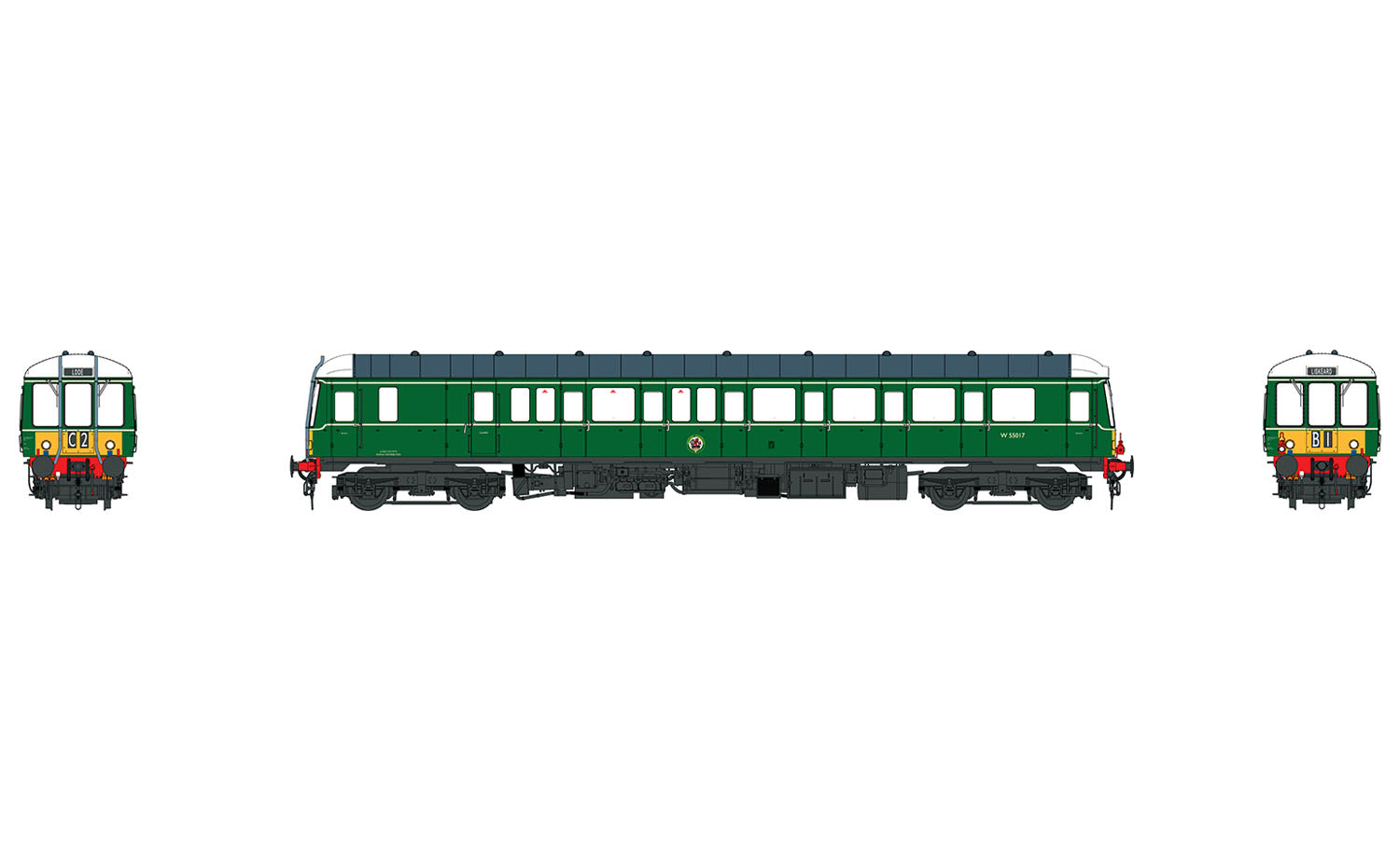 Heljan Class 122 Diesel Railcar W55017 BR Green w/SYP Weathered HN1222