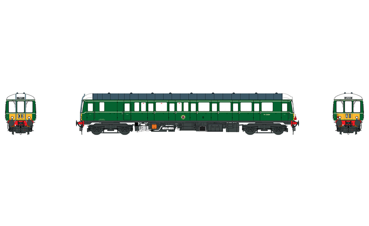 Heljan Class 122 Diesel Railcar W55004 BR Green Small Yellow Panels HN1225