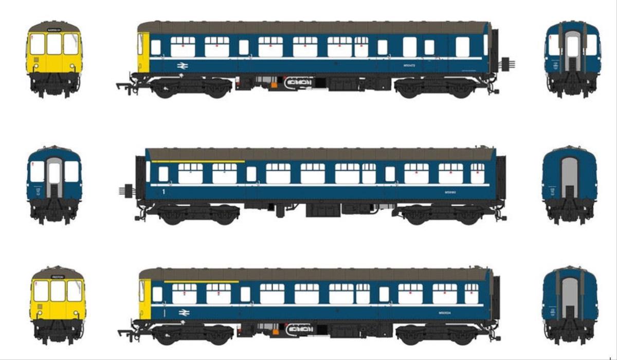 Heljan Class 104 3 Car DMU M50472/M59180/M50524 BR Blue Blackpool HN1454