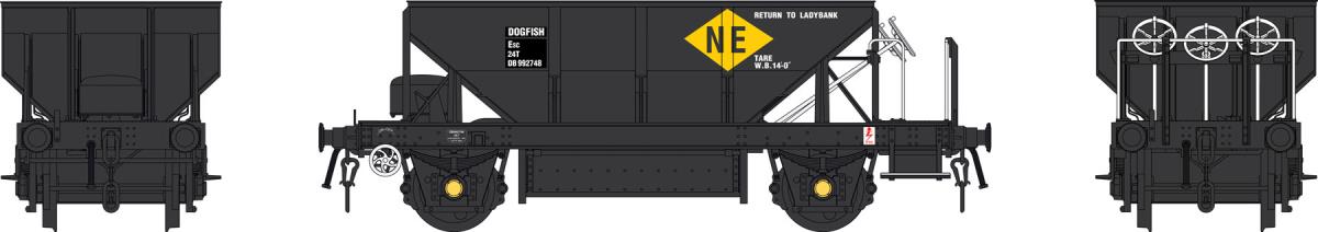 Heljan Dogfish Hopper BR Black DB992748 NE Markings HN4382