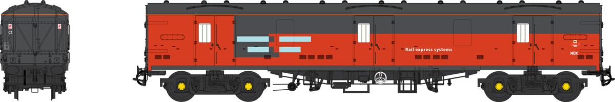 Heljan Mk1 GUV NOX Rail Express Systems Red/Grey HN4989