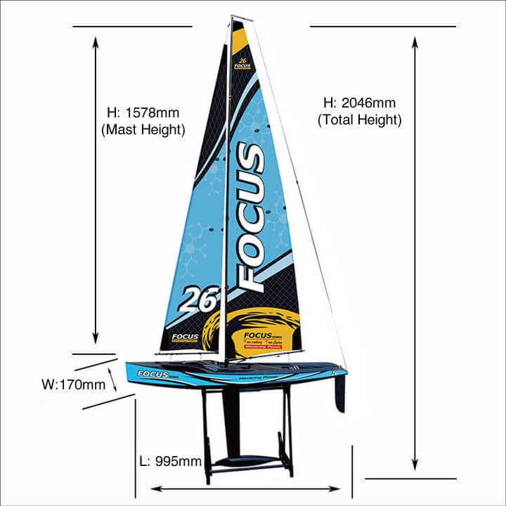 Joysway Focus V3 One Metre Sailboat RTR Blue JY8812V3B size