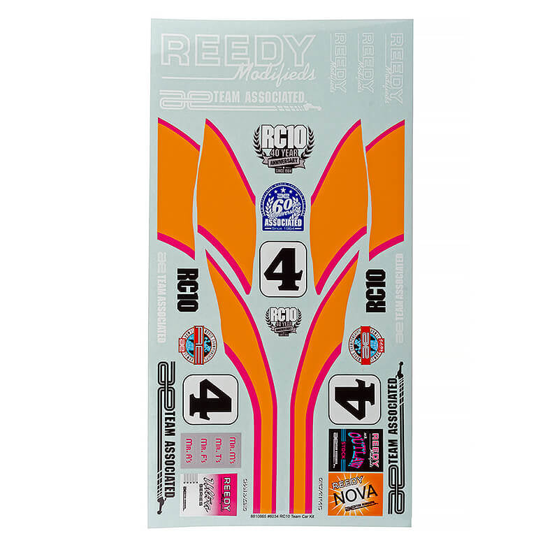 TEAM ASSOCIATED RC10 TEAM CAR KIT DECAL SHEET - RC Bodies & Accessories