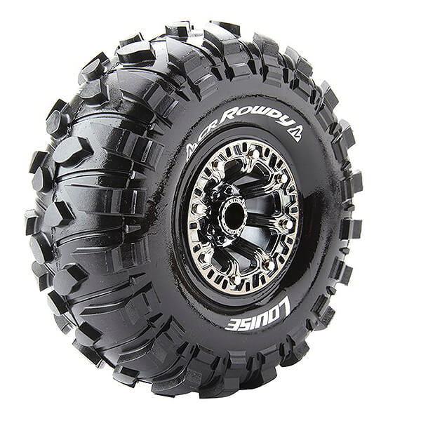 LOUISE RC CR-ROWDY 1/10 SUPER SOFT BLACK CHROME HEX 12MM-L-T3238VBC - RC Wheels & Tyres
