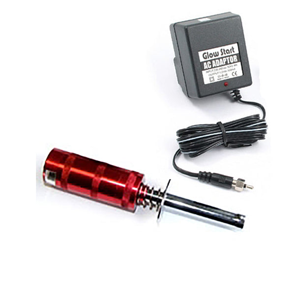FASTRAX ALUMINIUM METERED GLOW STARTER With 2100mah Battery & CHARGER (Euro 2-pin Plug)