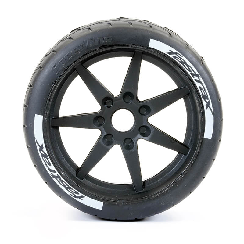 FASTRAX SUPAFORZA WIDE REAR 45° TYRES/BLACK 17MM HEX WHEELS