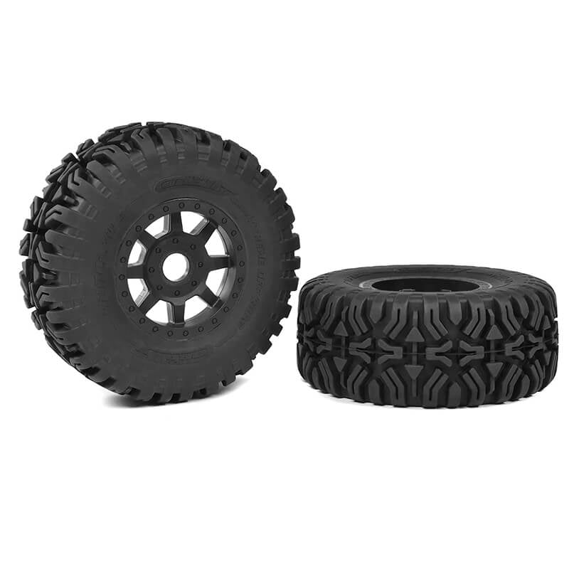 CORALLY 1/8 SC TYRES MUDCLAWS GLUED ON BLACK RIMS