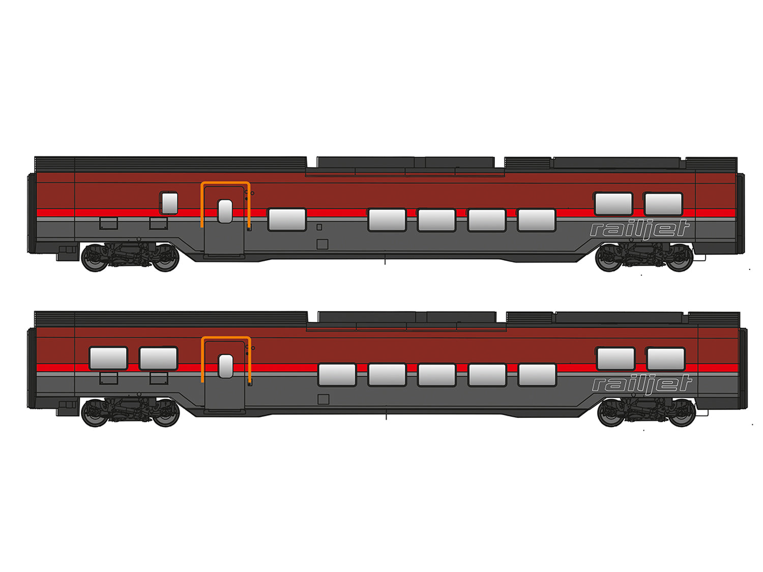 Jagerndorfer OBB Railjet II Coach Set (2) VI (~AC) JC11201