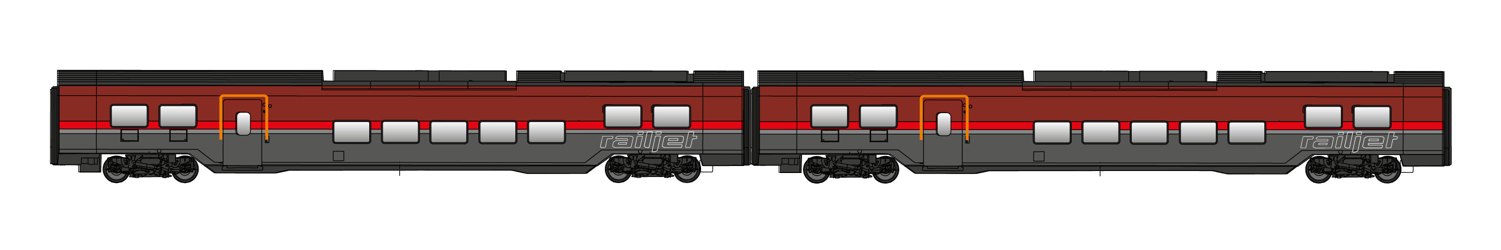 Jagerndorfer OBB Railjet Coach Set (2) VI (~AC) JC12210