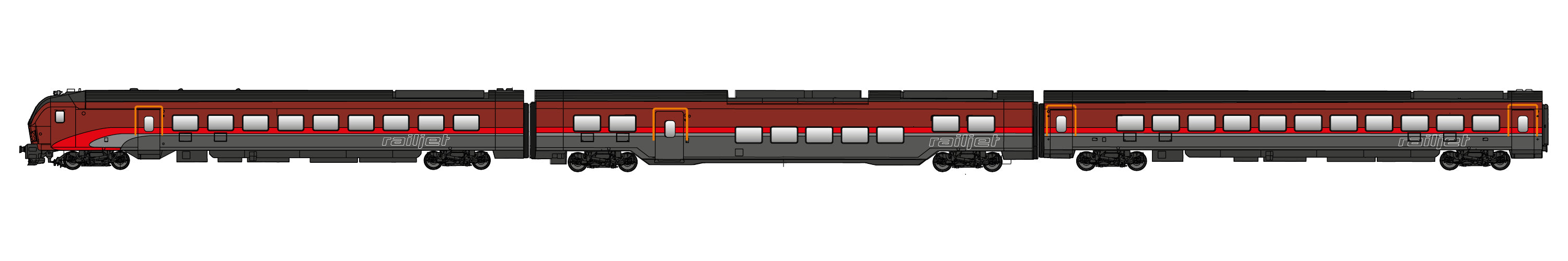 Jagerndorfer OBB Railjet Coach Set (3) VI (~AC) JC12300