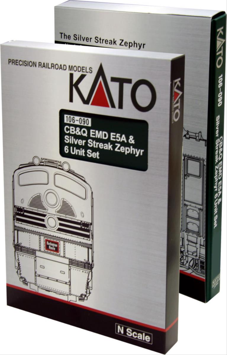 Kato (USA) CB&Q EMD E5A/Silver Streak Zephyr Train Pack (DCC-Fitted) K106-090-DCC