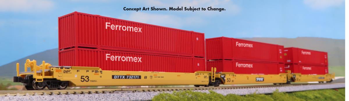 Kato (USA) Gunderson MAXI-IV 3 Unit Car TTX 732335 Ferromex Containers K106-6188