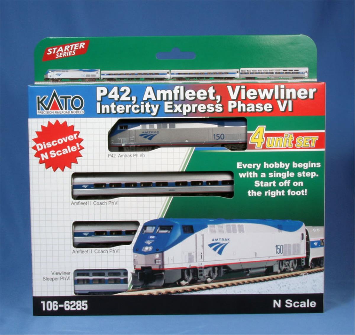 Kato (USA) P42 Amfleet Viewliner Intercity Train Pack (DCC-Fitted) K106-6285-DCC