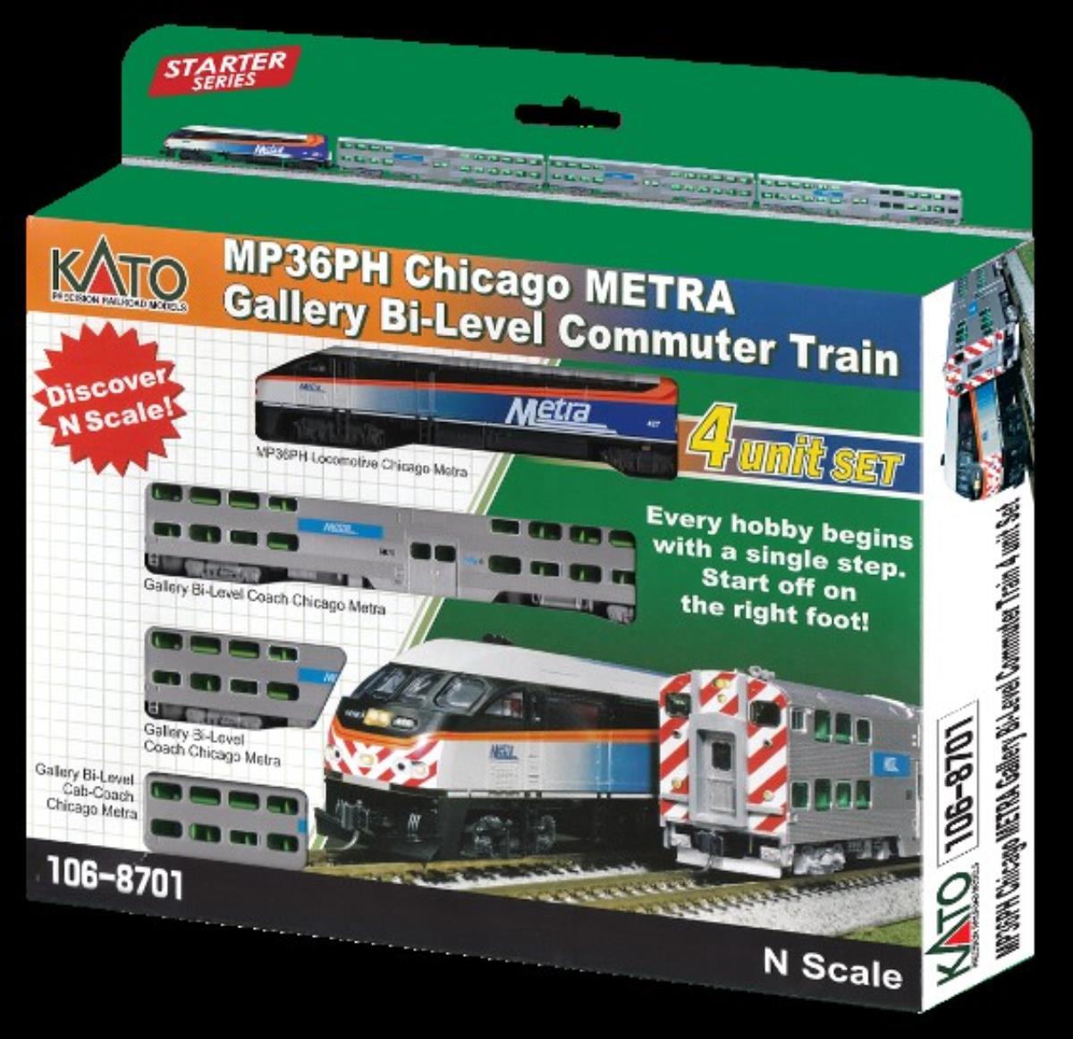 Kato (USA) MP36PH Chicago Metra Bi-Level Train Pack (DCC-Fitted) K106-8701-DCC