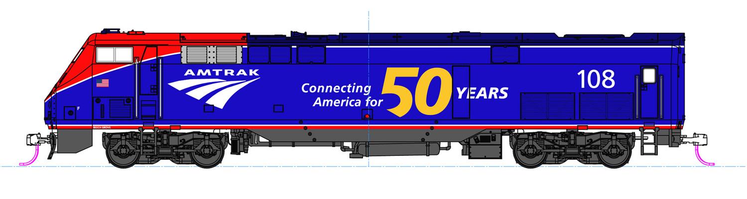 Kato (USA) P42 Loco Amtrak PhVI 108 w/50th Logo (DCC-Sound) K176-6037-LS
