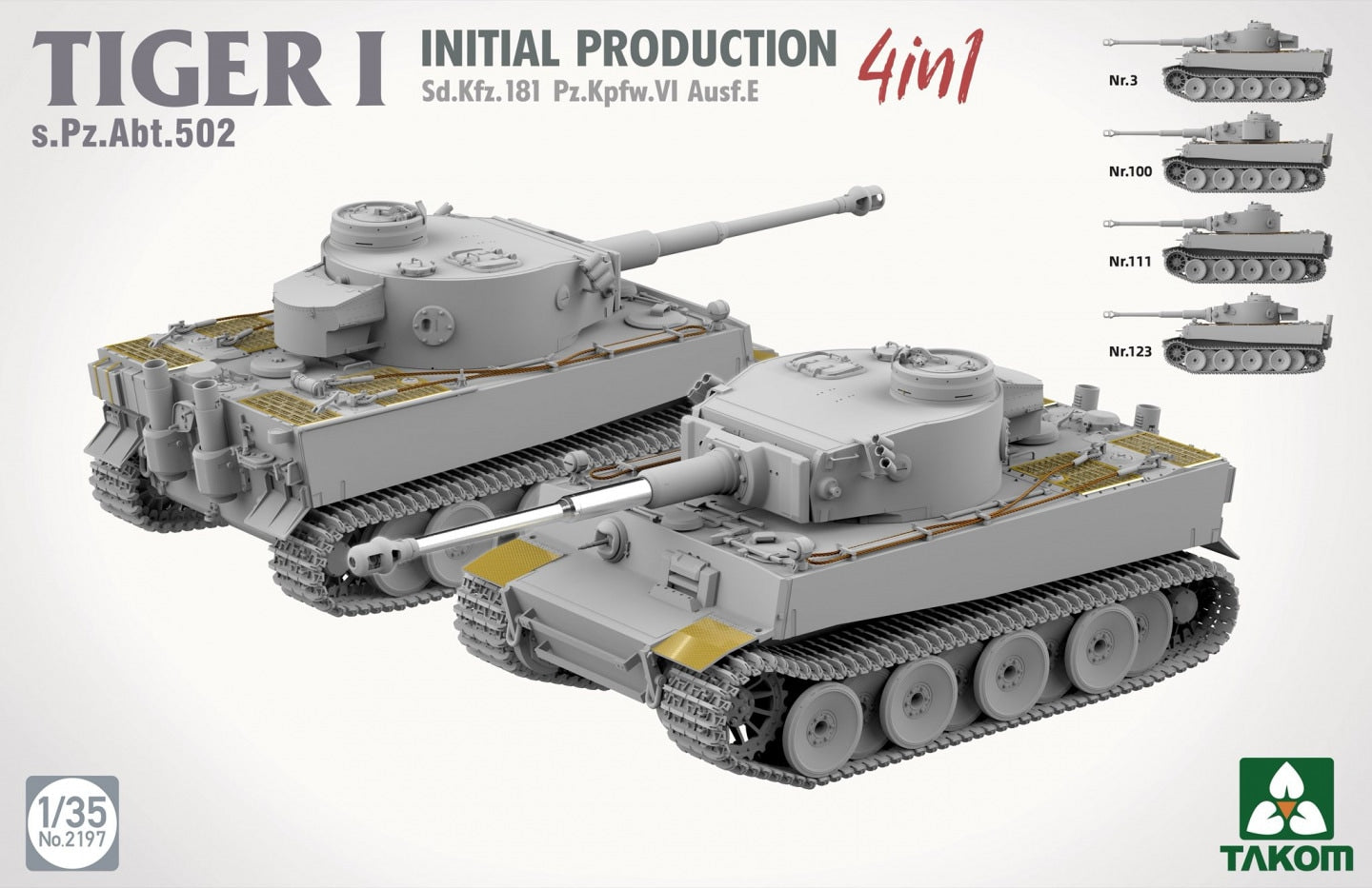 Takom 2197 German Army Tiger I Initial Production 4-in-1 Kit