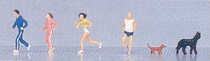 Kato (Japan) Japanese Joggers (4) and Dog (1) Figure Set K24-216