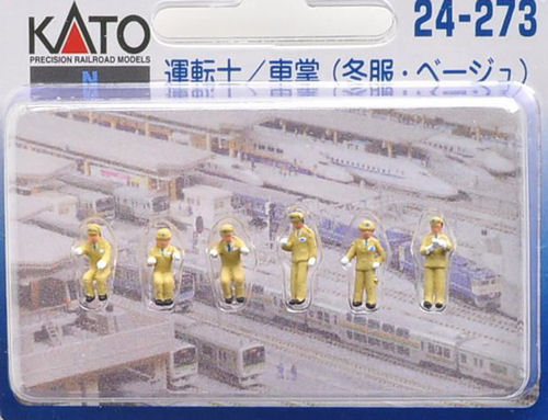 Kato (Japan) Japanese Railway Staff Beige Winter Uniform (6) Figure Set K24-273