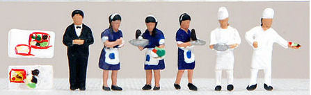 Kato (Japan) Japanese Blue Train Dining Car Staff (6) Figure Set K24-281