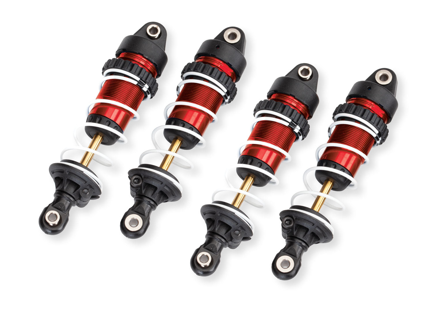 Shocks, GTR long, Red-anodised, PTFE-coated bodies with TiN shafts (assembled with springs) (4 pcs)