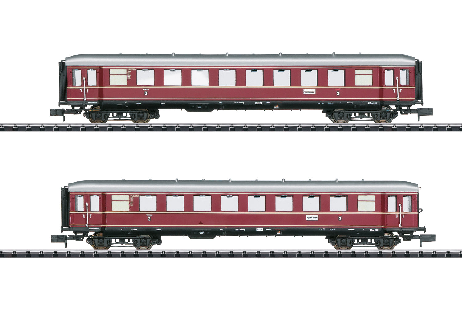 Minitrix DB C4ylb-43.52 3rd Class Red Bamberg Coach Set (2) III M15406