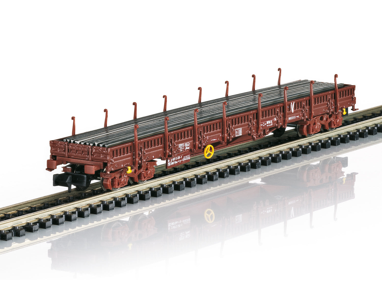 Minitrix SNCF Uas Bogie Stake Wagon w/Rail Load Set (2) VI M18290
