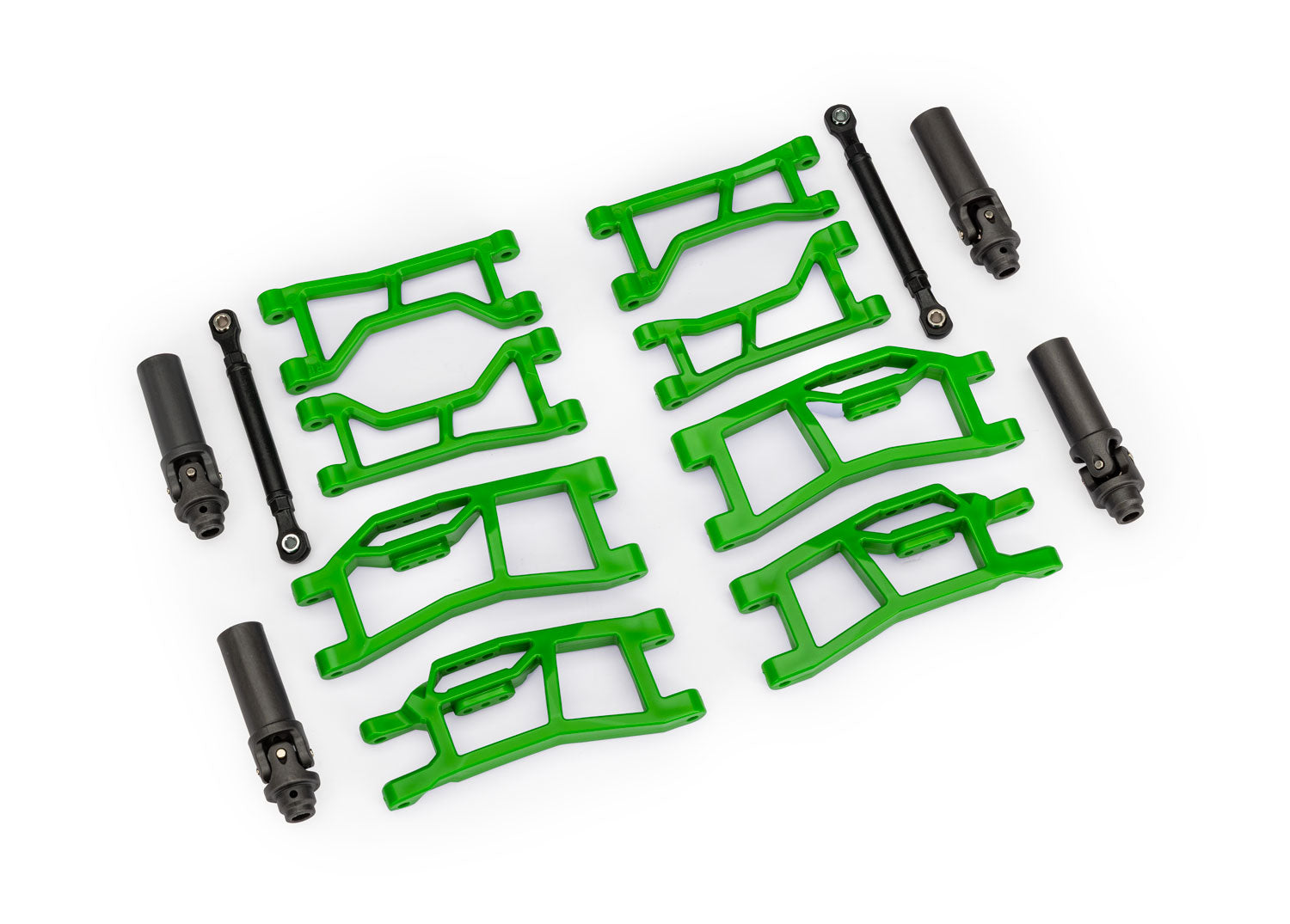 Suspension kit, Mini Maxx WideMaxx, green (includes front & rear suspension arms, front toe links & outer half shafts (extended))