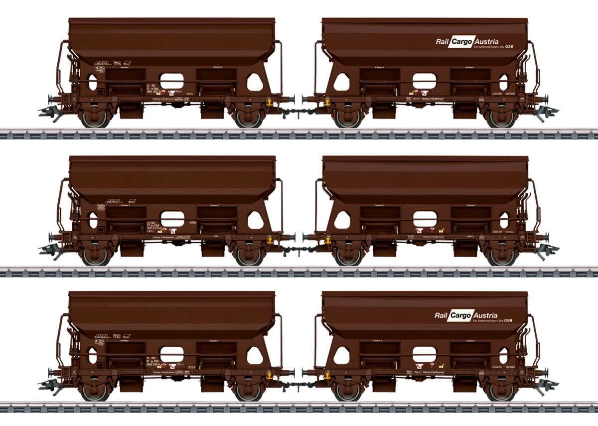 Marklin Rail Cargo Austria Tdrrs Hinged Roof Wagon Set (3x2) VI MN46308