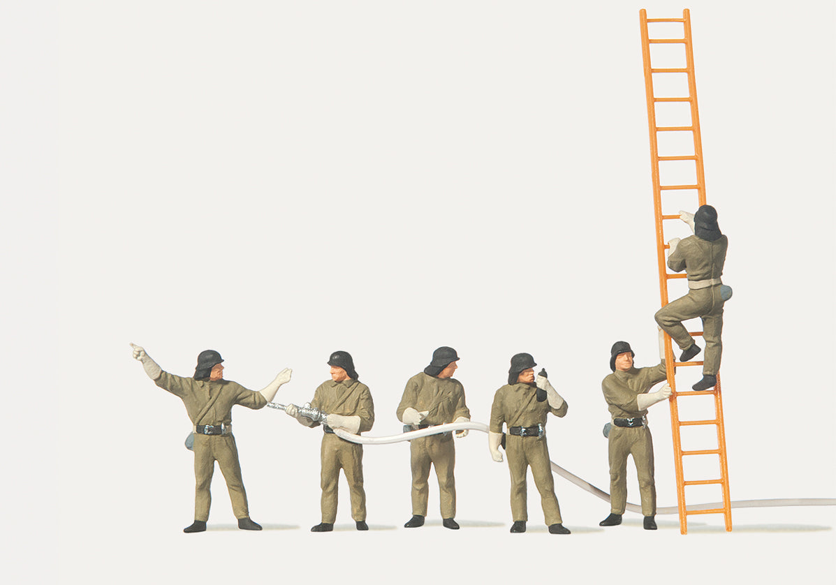 Merten German Firemen (6) with Ladder Figure Set MRT0212545